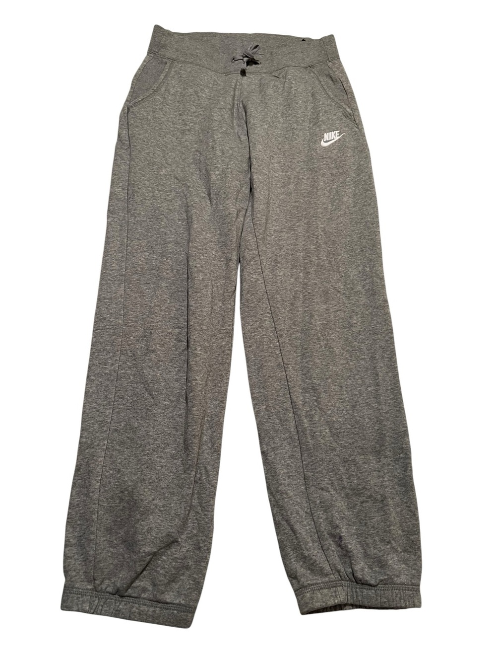 Nike Women's Size XS Sweatpants Joggers Light Heather Gray White Mid-Rise Cotton